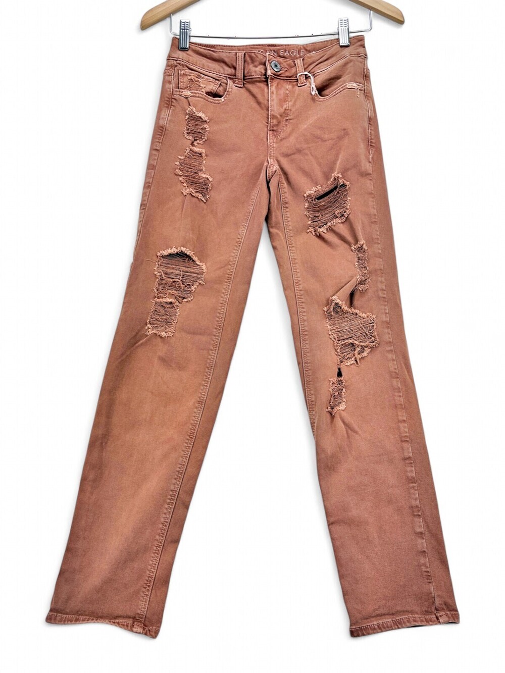 American Eagle Tomgirl Distressed Jeans 00P Petite Rust